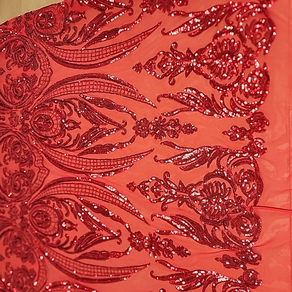 New red sequin mesh fabric - Picture 2 of 5